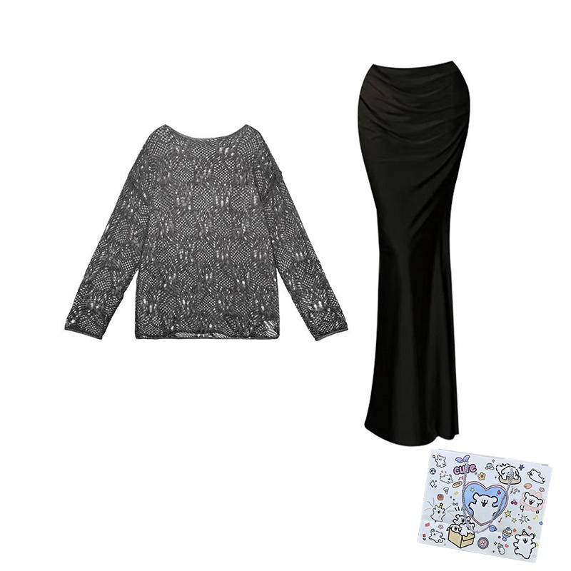 MARIE·COCO Two Piece Skirt Sets Women's Top+Skirt Crew Neck Moderate Long