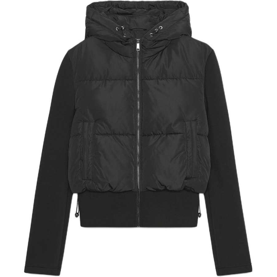 ZARA Puffer Jackets Women's Black Hooded Moderate