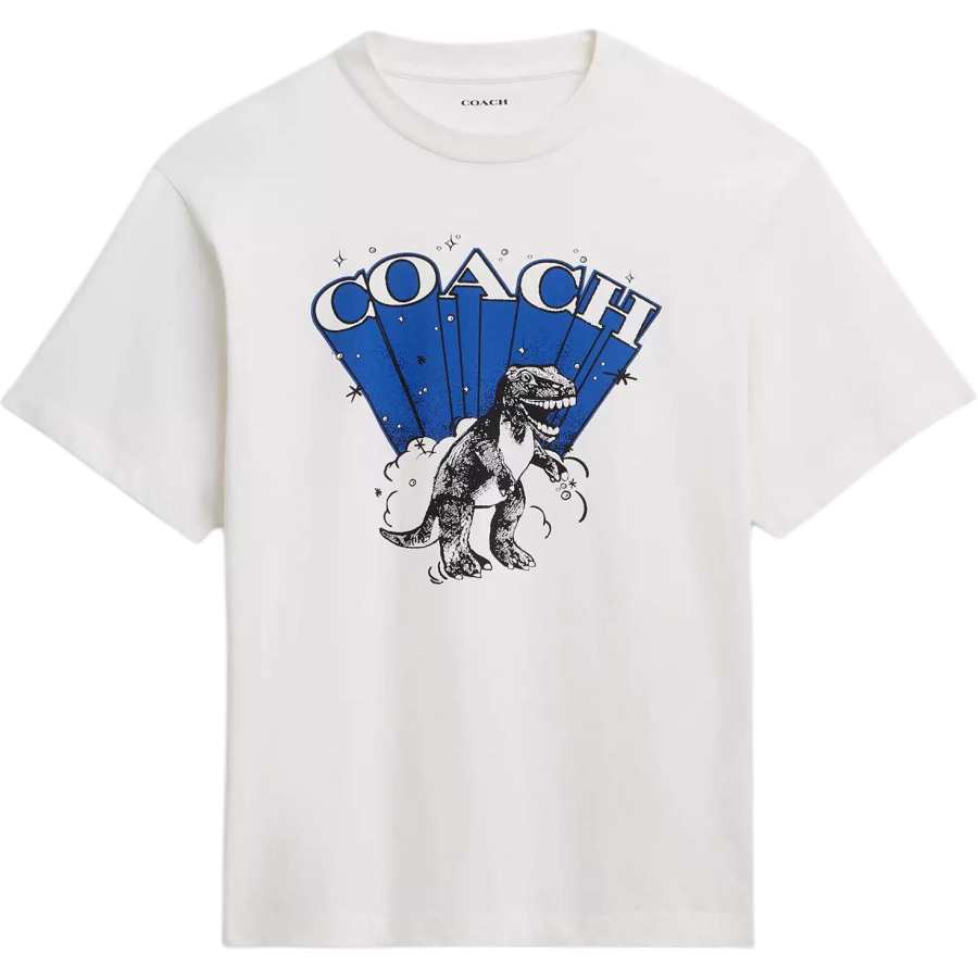 COACH T Shirts Men's White Crew Neck Moderate Straight Fit