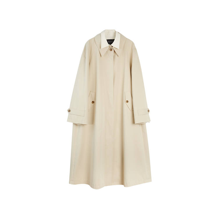 ELLE Trench Coats Women's Khaki Lapel Moderate