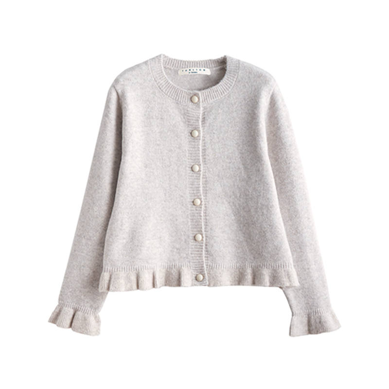 Tonlion Knitwear Women's Beige Apricot Crew Neck Moderate