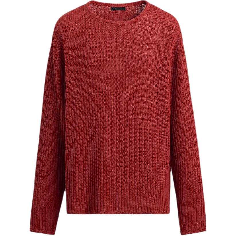 ZARA Knitwear Men's Brick Red Crew Neck Moderate Other