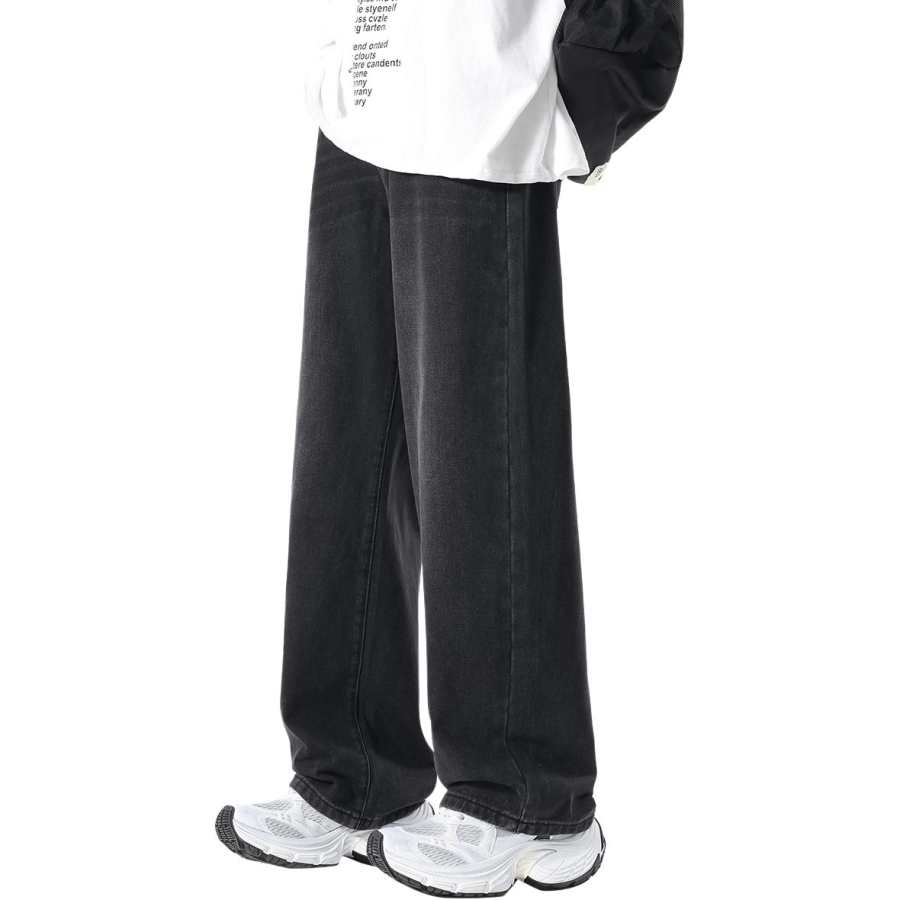 Tonlion Jeans Unisex Black Moderate Wide Leg Pants