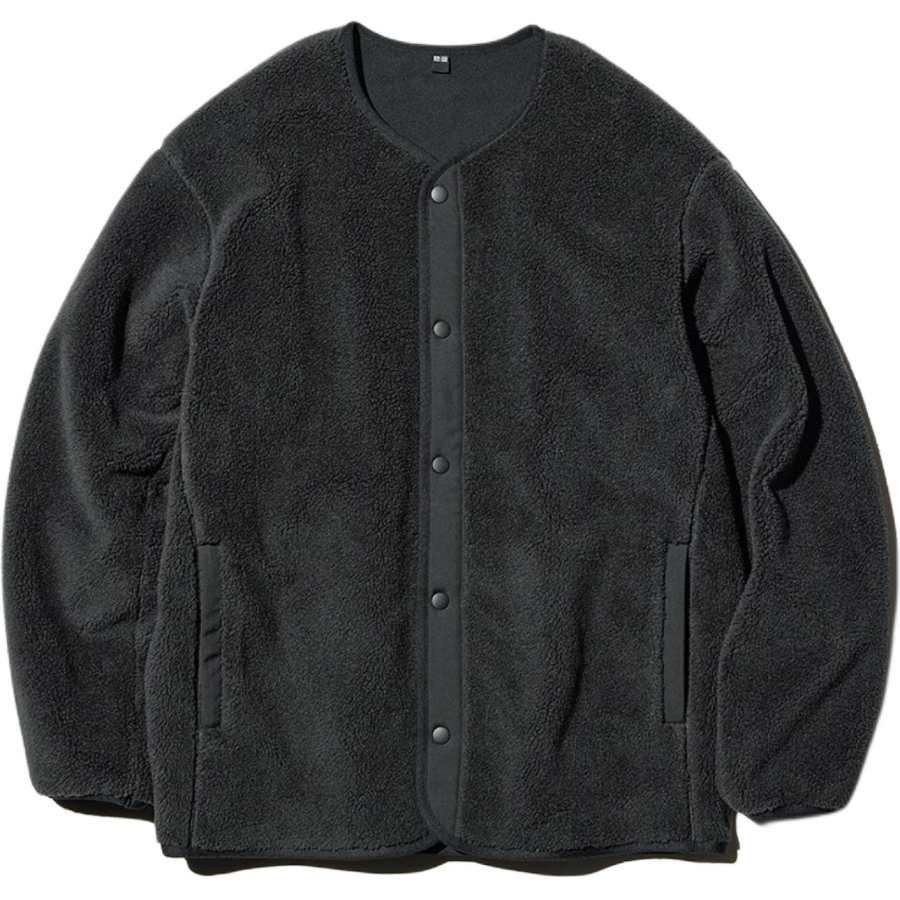 UNIQLO Velvet Jackets Men's Dark Gray Crew Neck Moderate