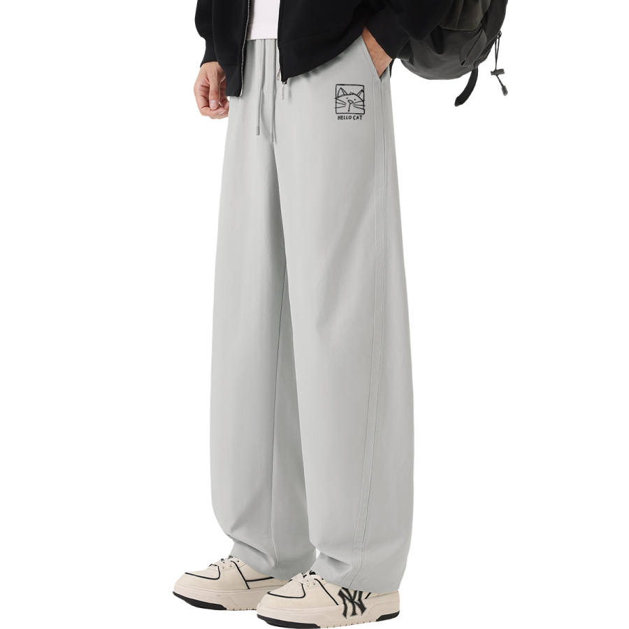 Tonlion Casual Pants Unisex Moderate Wide Leg Pants