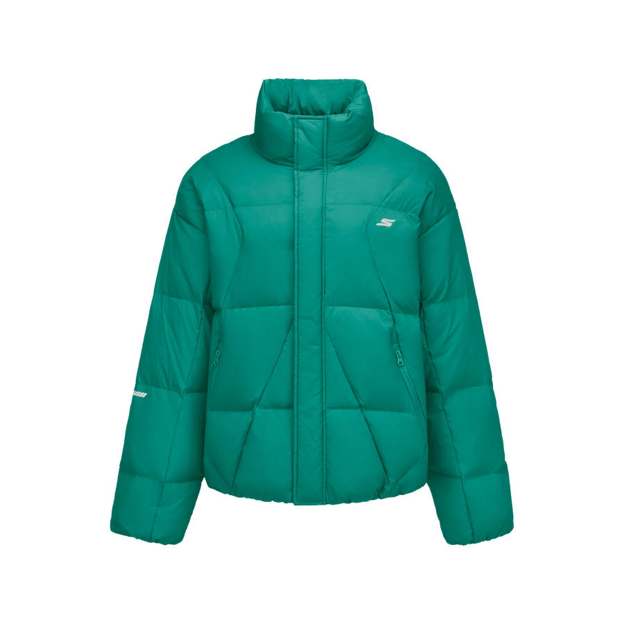 Skechers Down Jackets Unisex Green Glaze 056Q Stand Collar Moderate
