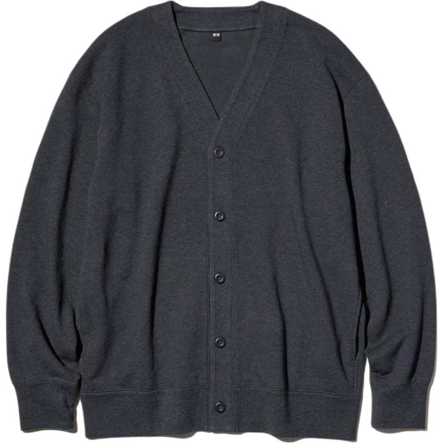 UNIQLO Sweatshirts Men's Dark Gray V Neck Moderate Cardigan