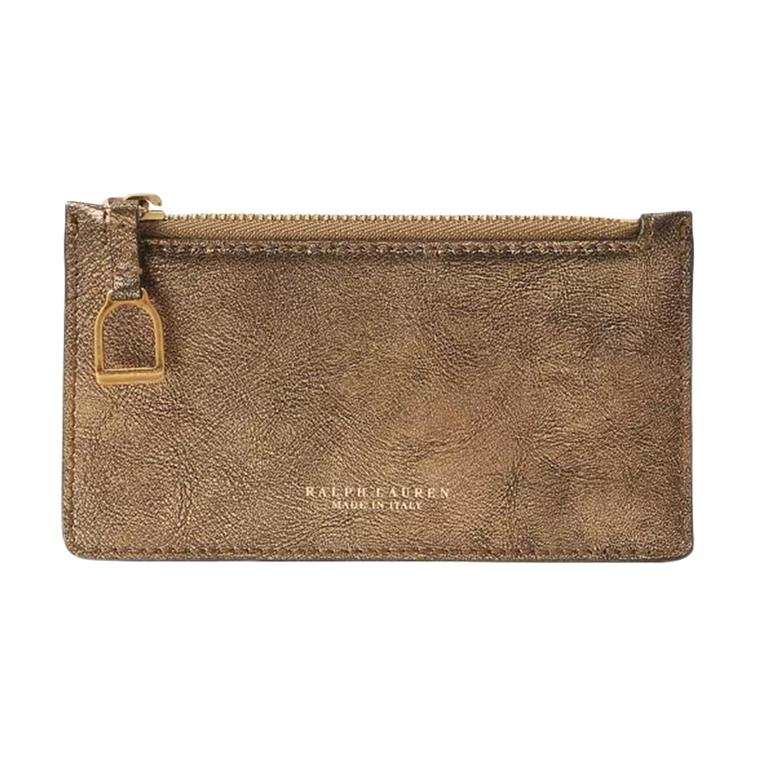 Ralph Lauren Collection Calfskin With Lambskin Card Holder Regular Women's Metallic