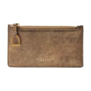 Ralph Lauren Collection Calfskin With Lambskin Card Holder Regular Women's Metallic