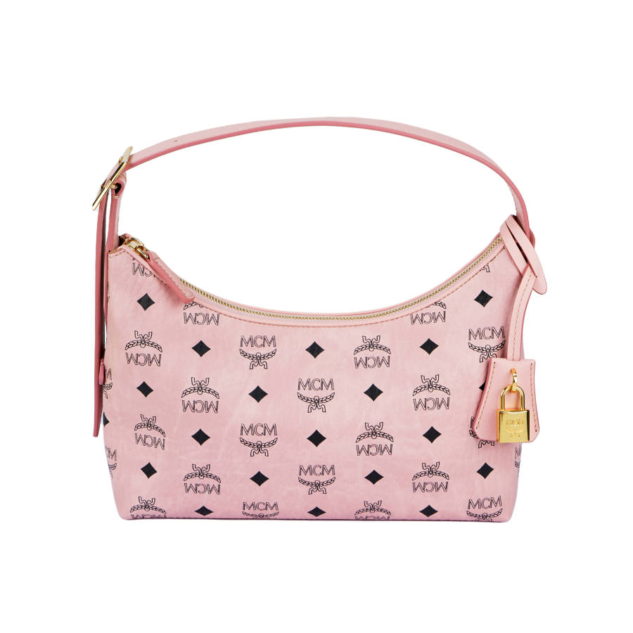 MCM Aren Coated Canvas With Leather Shoulder Bag, Crossbody Bag, Handbag Small Women's Pink