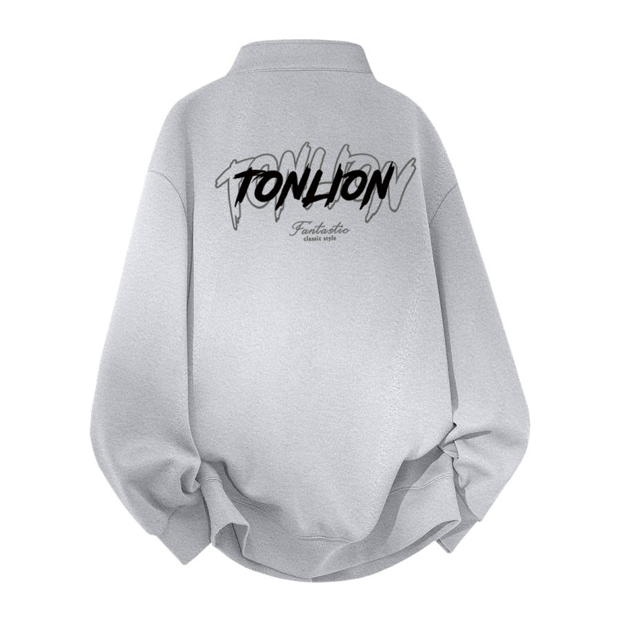Tonlion Sweatshirts Unisex Stand Collar Moderate Regular