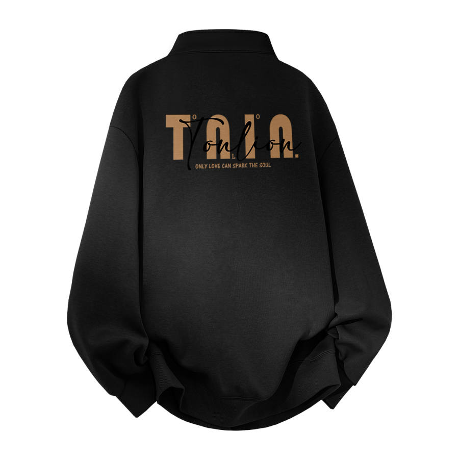 Tonlion Sweatshirts Unisex Stand Collar Moderate Regular