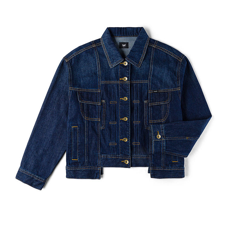 Lee Denim Jackets Women's Dark Blue Lapel Moderate Straight Fit