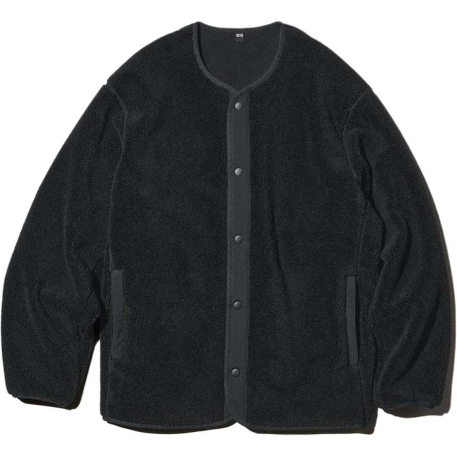 UNIQLO Velvet Jackets Men's Black Crew Neck Moderate