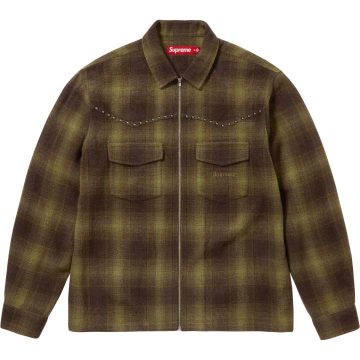 Supreme Supreme Shadow Plaid Flannel Zip Up Shirt
