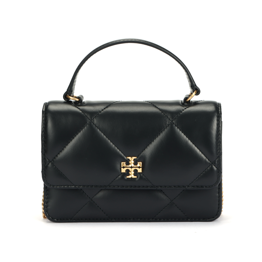 TORY BURCH TORY BURCH Kira Diamond Quilt Mini Top Handle Chain Wallet Black