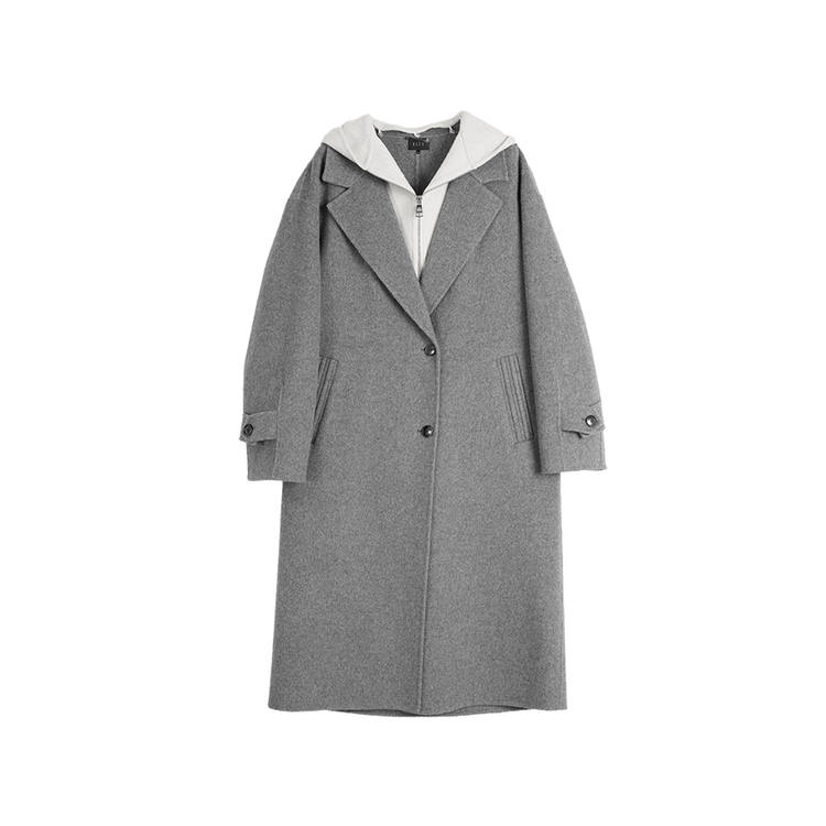 ELLE Coats Women's Medium Gray Hooded Thickened Straight Fit