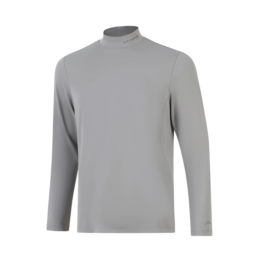 Li-Ning Li Ning T Shirts Men's Shark Gray Stand Collar Moderate
