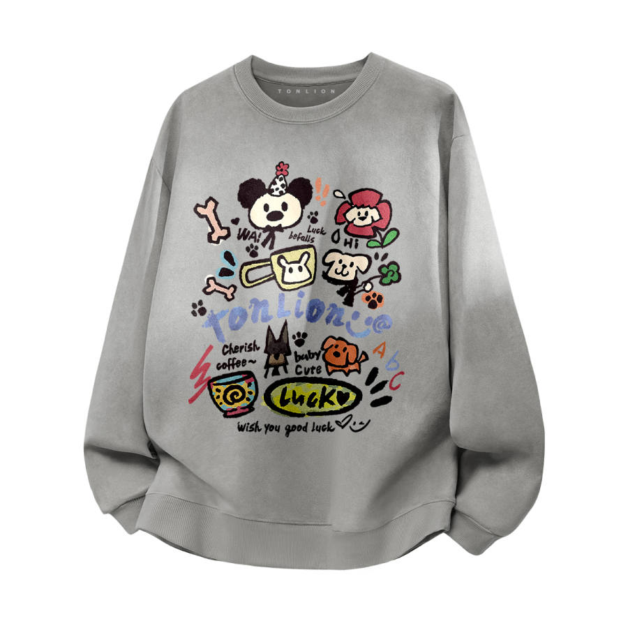Tonlion Sweatshirts Unisex Crew Neck Moderate Heavyweight