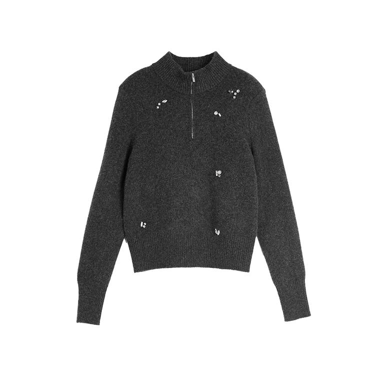 ELLE Knitwear Women's Dark Gray Stand Collar Thickened