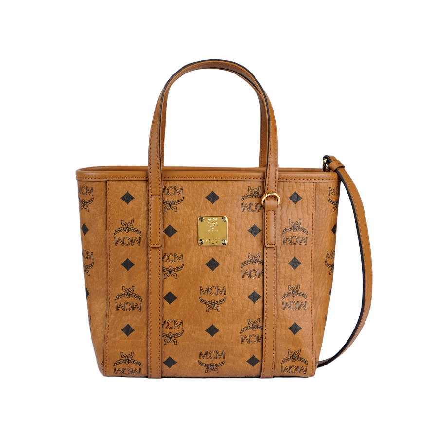 MCM MCM Toni Mini Shopper Bag Visetos Monogram Coated Canvas Cognac