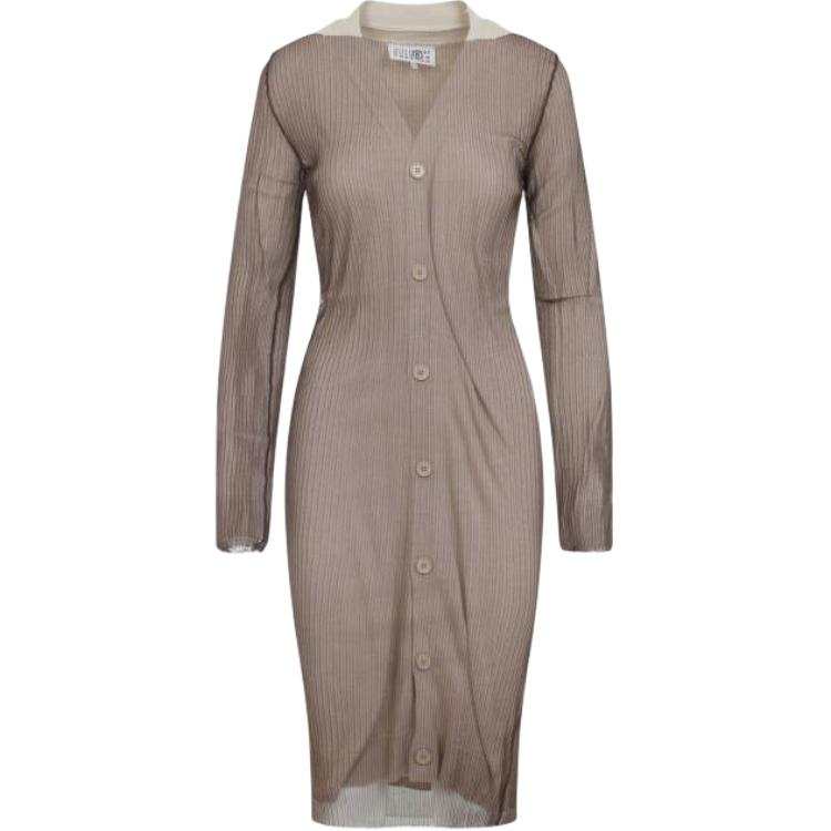 MM6 Maison Margiela Ribbed V Neck Cardigan Dress