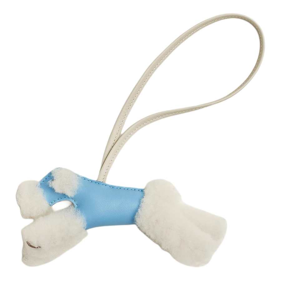 HERMES Budy Wool Bag Accessory Women's Light Beige & Sky Blue & Chalk White