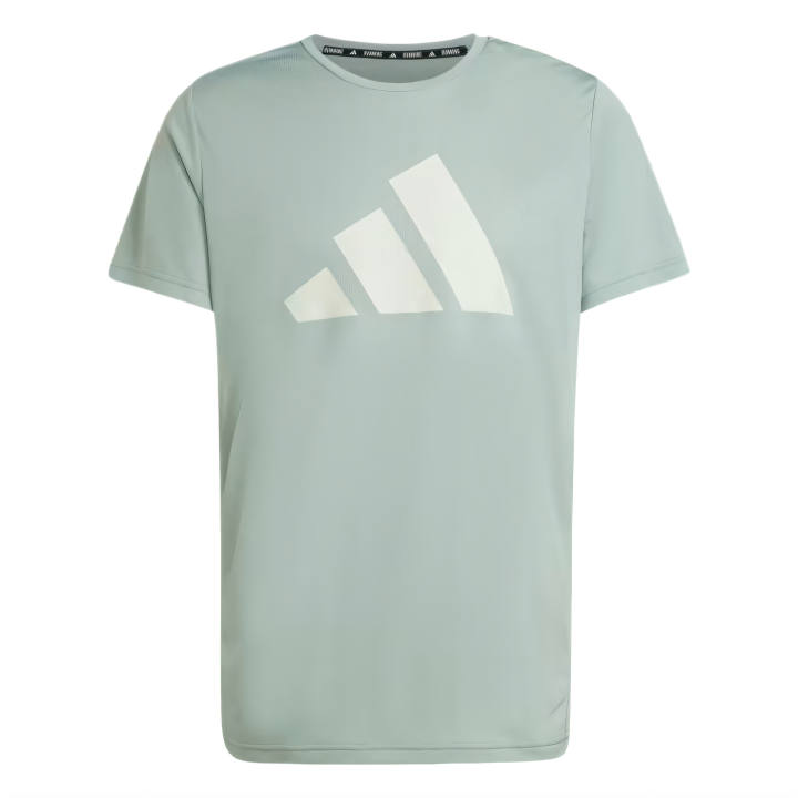 Adidas Adidas T Shirts Men's Silver Green Crew Neck Moderate Straight Fit
