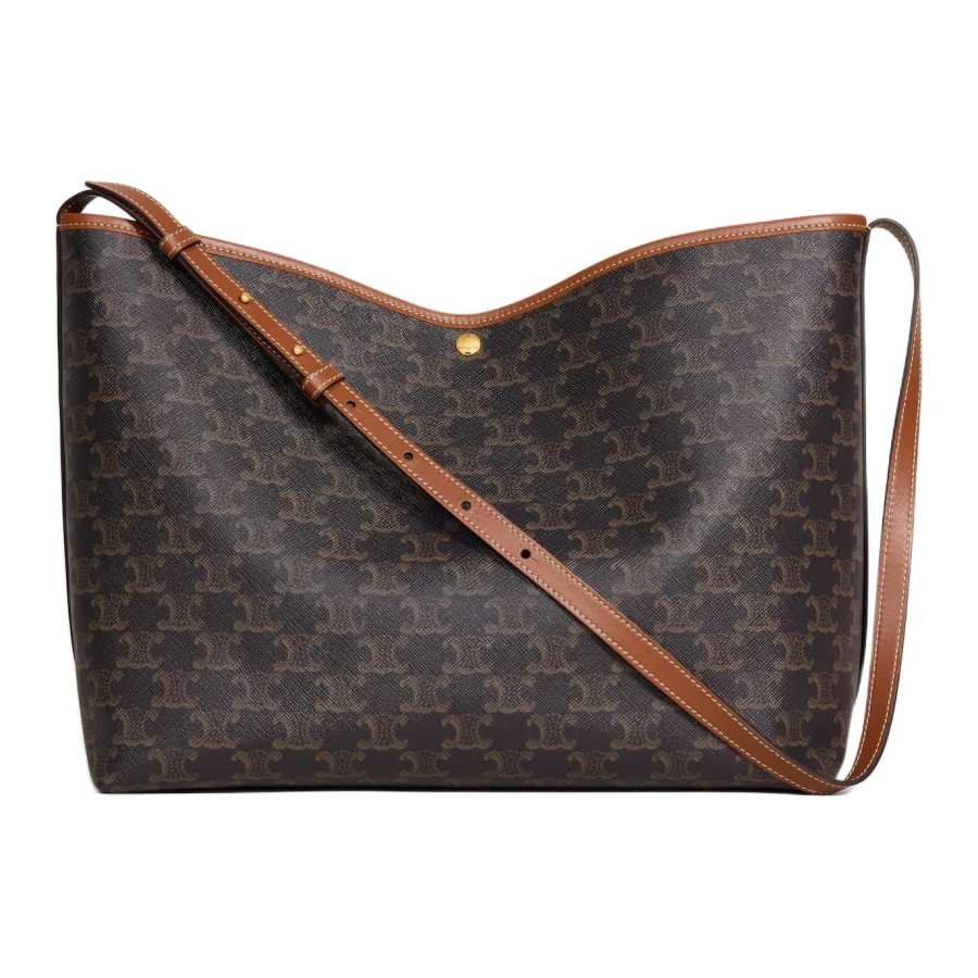 CELINE SOFT SHOPPER Triumph Canvas Shoulder Bag Women's Tawny