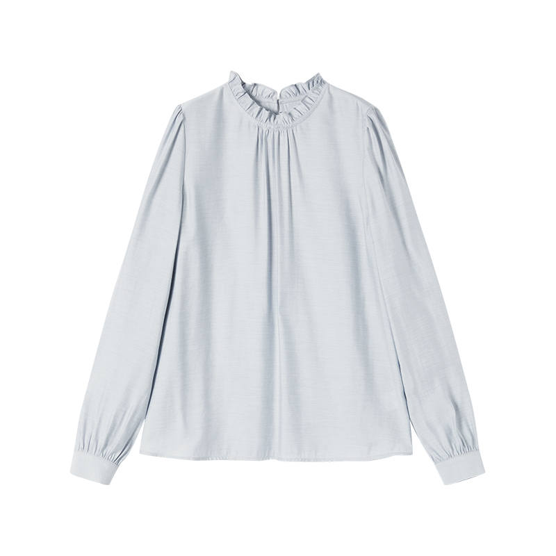 XIANGYING Shirts Women's Nautical Blue Crew Neck Moderate Shirt