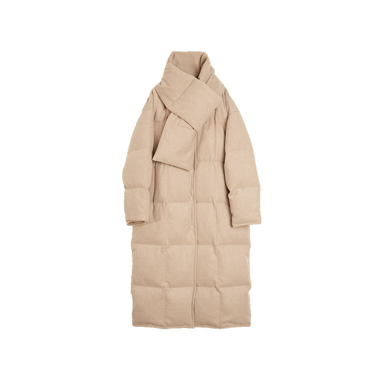 ELLE Down Jackets Women's Dark Brown Stand Collar Moderate Puffer Jacket