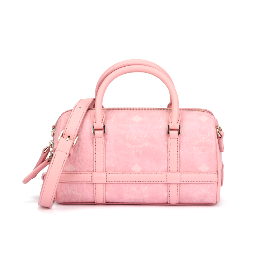 MCM Aren Visetos Nappa Leather Trim Shoulder Bag, Crossbody Bag, Handbag Mini Women's Pink