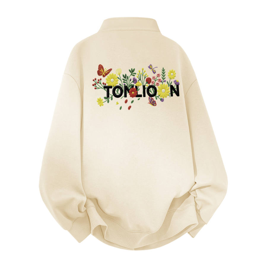 Tonlion Sweatshirts Unisex Stand Collar Moderate Regular