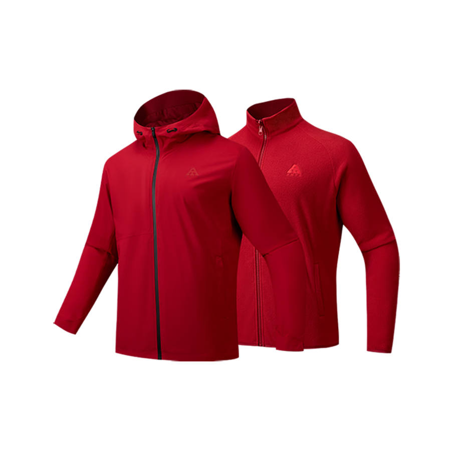 Anta Waterproof And Windproof To Keep Warm Windbreaker Jacket Men's Two Piece Set Joyful Red