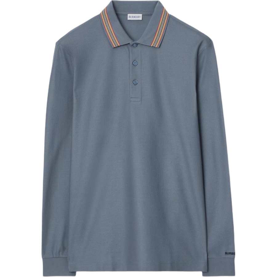 Burberry Polo Shirts Men's Carbon Blue Polo Collar Moderate