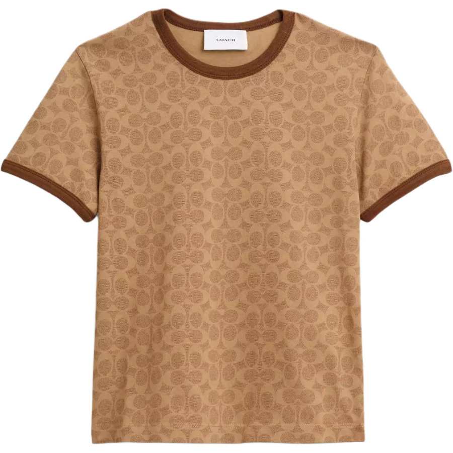 COACH T Shirts Women's Brown Crew Neck Moderate Other