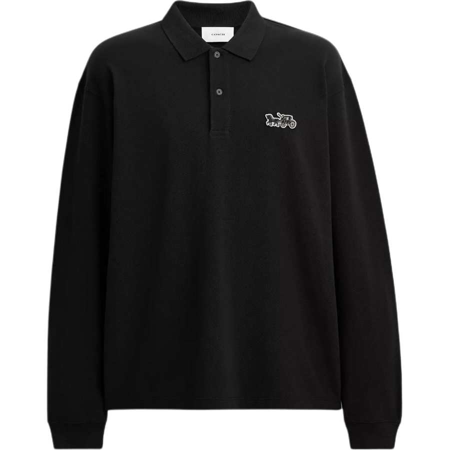 COACH Polo Shirts Men's Black Polo Collar Moderate Other
