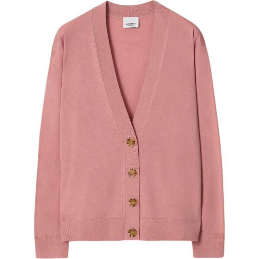 Burberry Sweaters Women's Pink V Neck Moderate Straight Fit