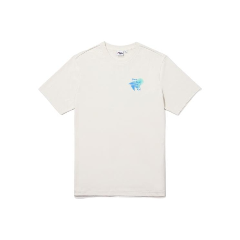 FILA T Shirts Unisex White Crew Neck Moderate Straight Fit