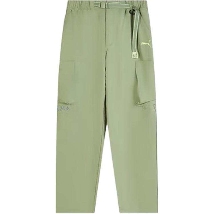 PUMA Casual Pants Women's Green Moderate Straight Fit Pants