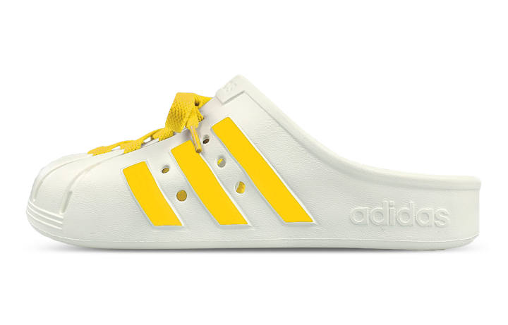 Adidas Adidas ADILETTE CLOGS Slip Resistant Slip Resistant Closed Toe Slippers Unisex White Yellow