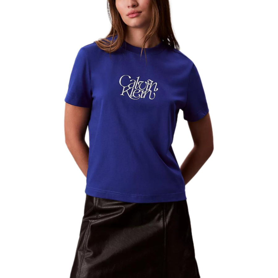 Calvin Klein T Shirts Women's Blue Crew Neck