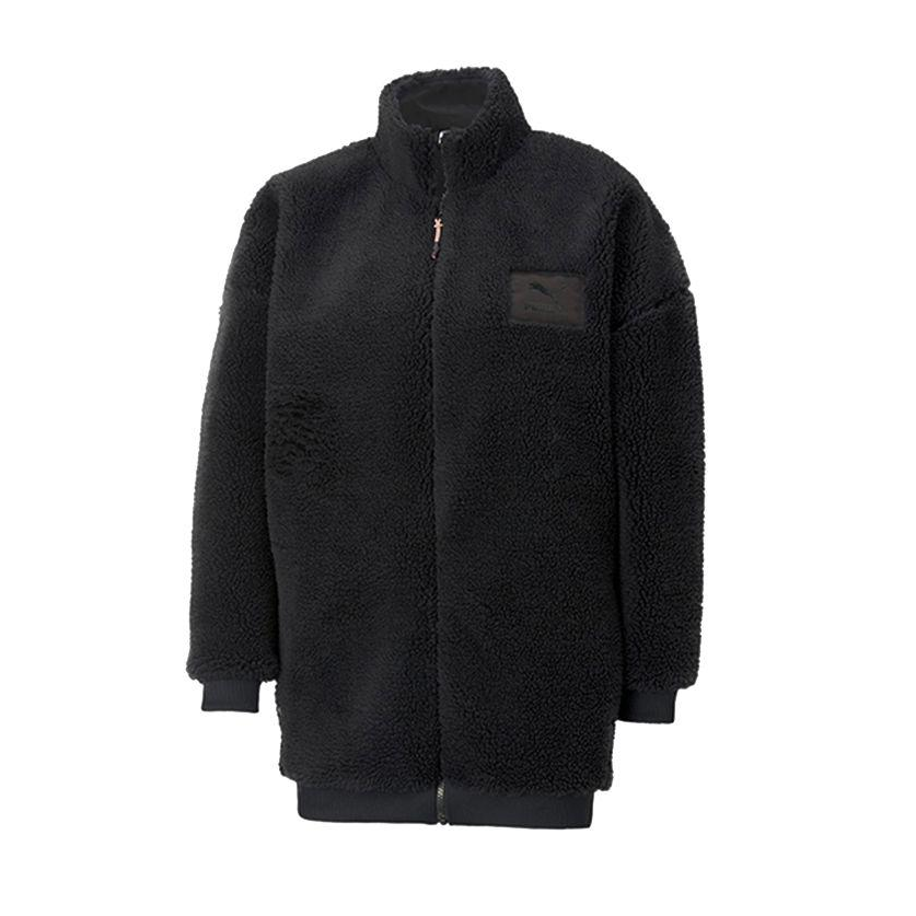 PUMA Velvet Jackets Women's Black Stand Collar Thickened And Fleece Lined
