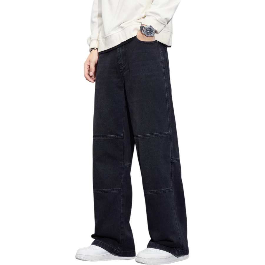 Tonlion Jeans Unisex Black Moderate Wide Leg Pants