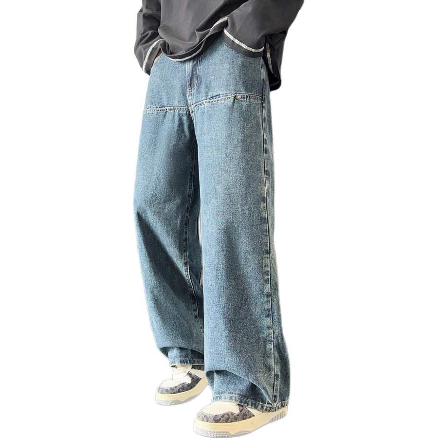 Tonlion Jeans Unisex Vintage Blue Moderate Wide Leg Pants