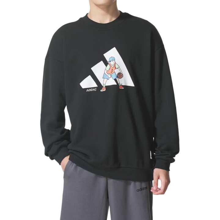 Adidas Adidas Sweatshirts Men's Black Crew Neck Moderate