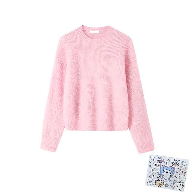 MARIE·COCO Knitwear Women's Pink Top Crew Neck Moderate Base Layer