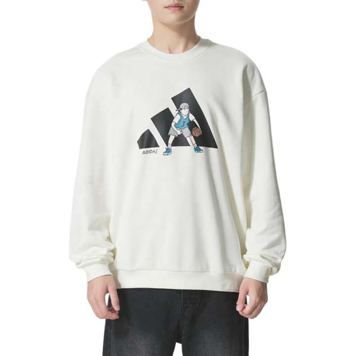 Adidas Adidas Sweatshirts Men's White Crew Neck Moderate Regular