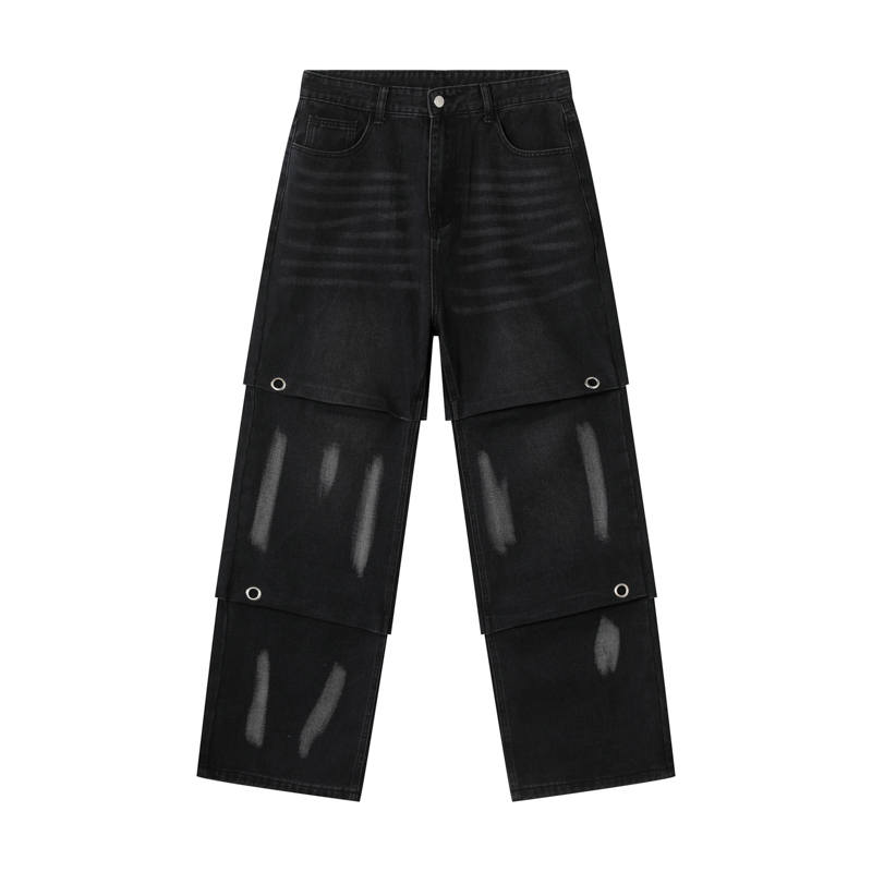 Voguo Relay Jeans Unisex Black Moderate Wide Leg Pants