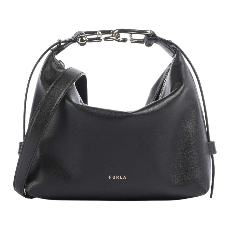 Furla CLARIS LUX Calfskin Shoulder Bag, Crossbody Bag, Handbag Mini Women's Black